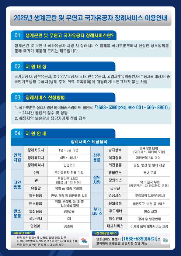 ::생계곤란 국가유공자 장례서비스 이용안내::